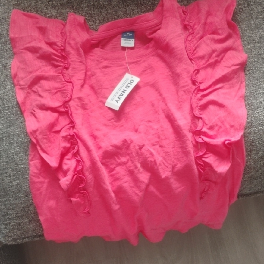 Old Navy Pink Ruffle Short Sleeve Tee
